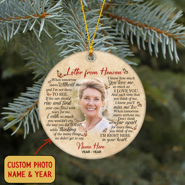 Personalized Memorial Ornament - Letter from Heaven, Christmas Remembrance Decor, Memorial Gift for Loss of A Loved One| NOM181