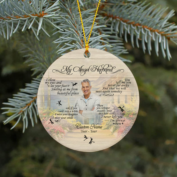 Husband Memorial Ornament - My Angel Husband, Christmas in Heaven, Husband Remembrance Home Decor, Memorial Gift for Loss of Husband| NOM167