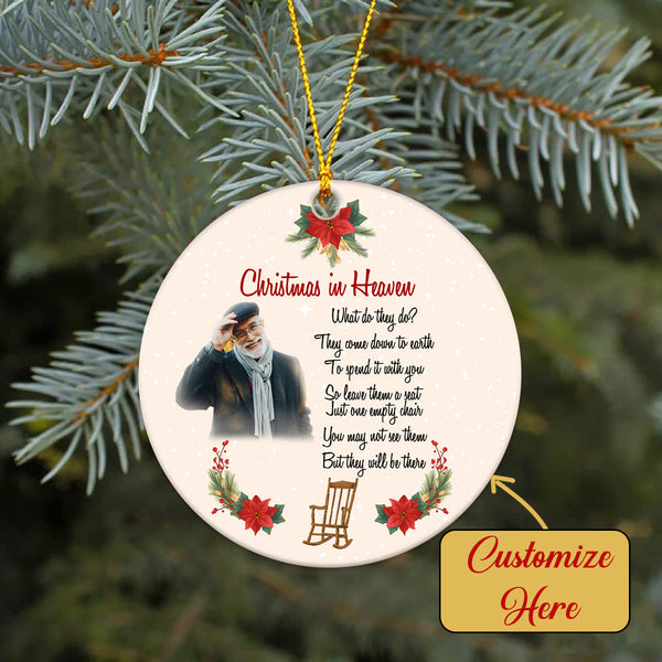 Personalized Memorial Ornament - Christmas in Heaven, Remembrance Home Decor, Empty Chair Memorial Gift for Loss of A Loved One| NOM108