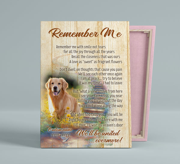 Personalized Dog Memorial Wall Art| Remember Me| Dog Remembrance Canvas, Dog Memorial Gift| Sympathy Gift for Loss of Dog, Dog Owner, Pet Owner| In Loving Memory of Dog|JCD794