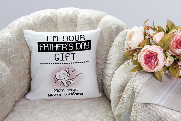Cute Dad to Be Pillow (Insert Included) First Father's Day Gift for New Dad Baby Bump 1-side Print NPL96