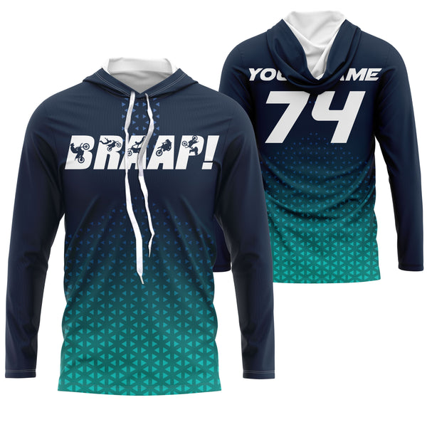 Custom motocross jersey blue Braaap UPF30+ kids men women dirt bike racing long sleeves motorcycle NMS1041