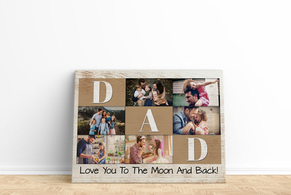Dad Personalized Canvas Custom Photo Collage Father's Day Gift for Best Dad Ever Birthday Christmas N2558