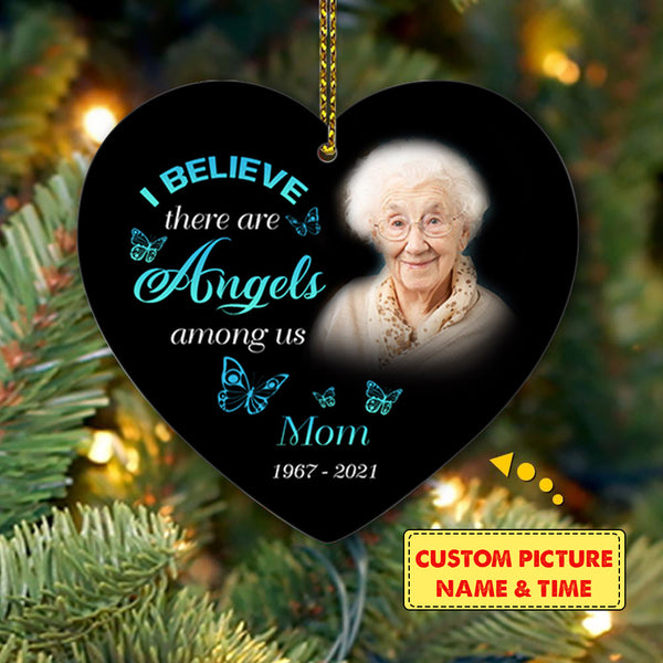 Custom Memorial Ornament - Angels Among Us, Christmas in Heaven, Remembrance Home Decor, Memorial Gift for Loss of Son, Husband, Father| NOM55