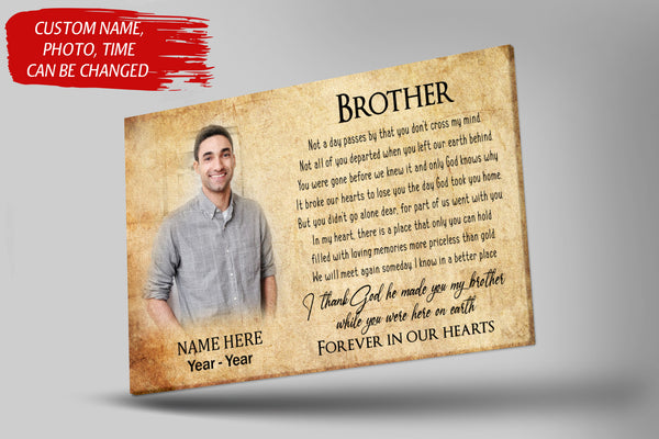Loss Of Brother Canvas| Personalized Memorial Canvas| Brother Memorial Canvas, Memorial Gift, Brother Remembrance| Sympathy, Bereavement Gift, Brother in Memory| T1104