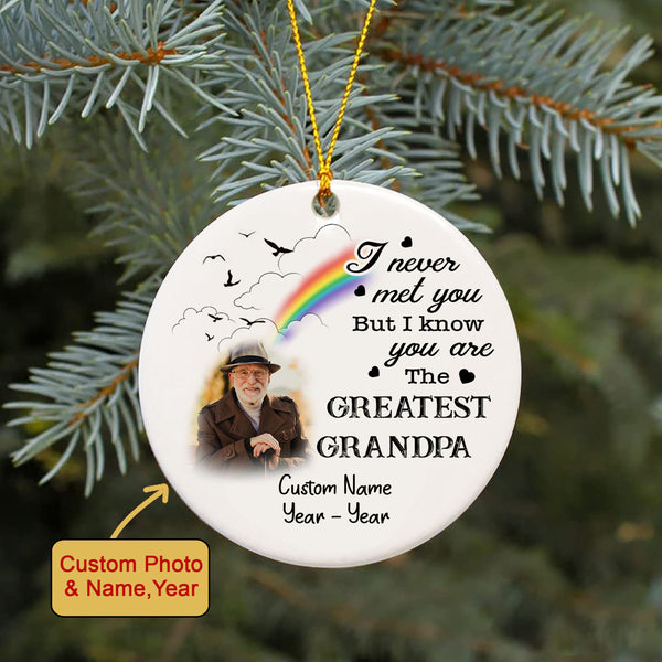 Grandpa Memorial Ornament - Greatest Grandpa, Christmas in Heaven Remembrance Home Decor, Memorial Gift for Baby Loss of Grandpa| NOM132
