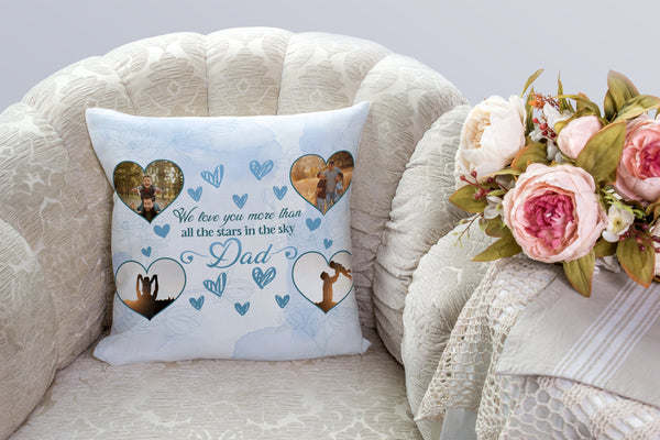 Love Dad Personalized Pillow (Insert Included) Father's Day Gift Custom Photo Pillow 1-side Print NPL123