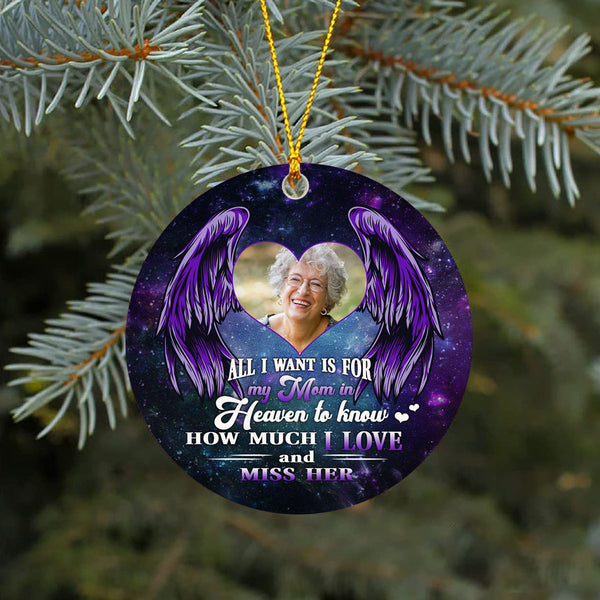 Mom memorial Christmas ornament personalized picture Mom in Heaven remembrance sympathy gift NOM238