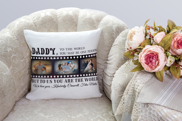 Daddy Personalized Pillow (Insert Included) Happy Father's Day Gift Custom Photo Collage 1-side Print| NPL109
