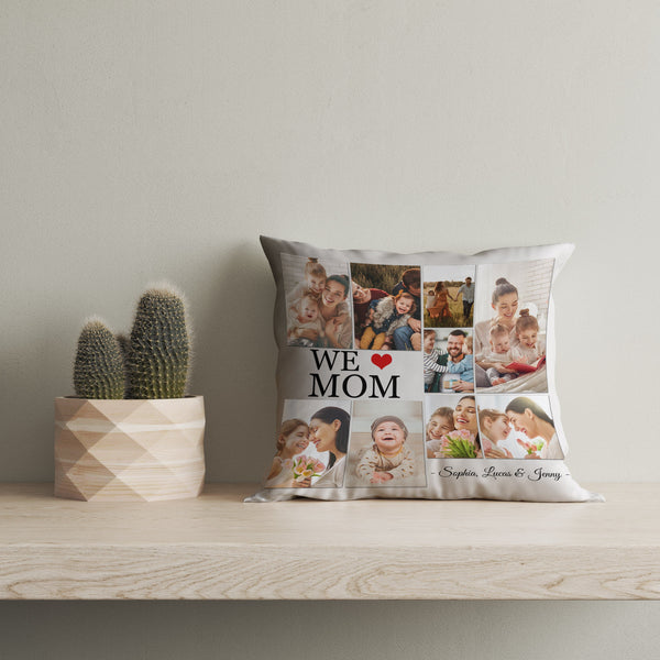 We Love Mom Personalized Pillow, Mom Grandma Mother's Day Gift, New Mommy Birthday Christmas Keepsake| NPL28