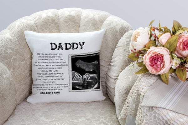 Expecting Dad Personalized Pillow (Insert Included) Sonogram Fathers Day Gift Dad to Be 1-side Print| NPL134