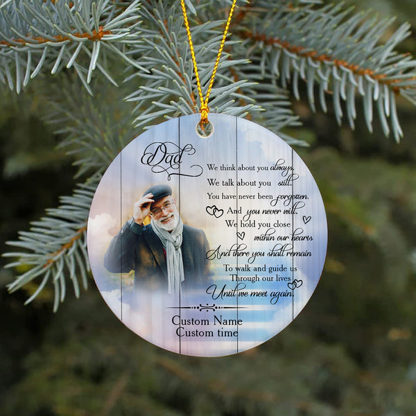 Dad Memorial Ornament - Until We Meet Again, Christmas in Heaven, Dad Remembrance Home Decor, Memorial Gift for Loss of Father in Memory| NOM164