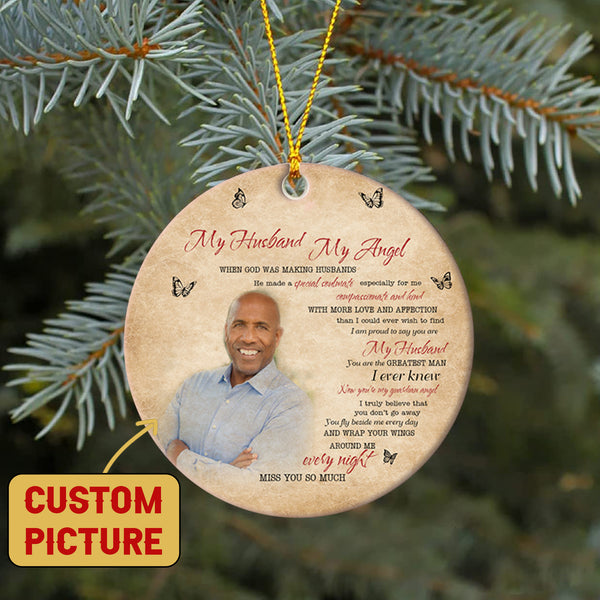 Husband Memorial Ornament - My Angel Husband, Christmas in Heaven, Husband Remembrance Home Decor, Memorial Gift for Loss of Husband| NOM178