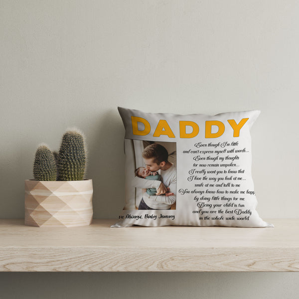 New Dad Personalized Pillow (Insert Included) Custom Photo First Father's Day Gift 1-side Print Case| NPL43