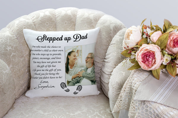 Step up Dad Personalized Pillow (Insert Included) Father's Day Gift for Bonus Dad 1-side Print| NPL163