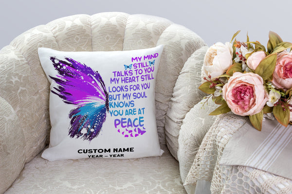 Personalized Memorial Pillow Butterfly Remembrance A Loved One in Heaven Sympathy Gift 1-side Print| NPL89