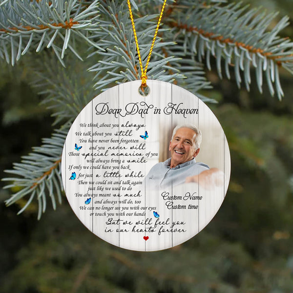 Dad Memorial Ornament - Dear Dad in Heaven, Christmas Dad Remembrance Home Decor, Memorial Gift for Loss of Father in Memory| NOM180