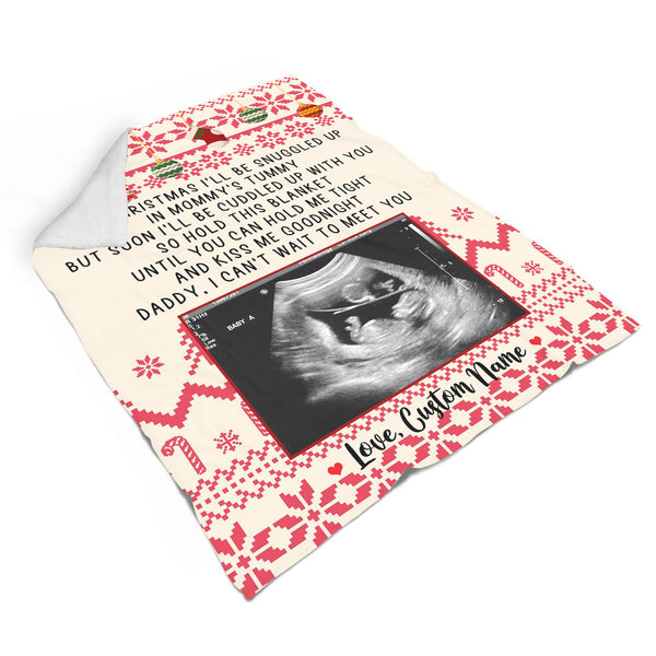 Personalized Gift for Dad| I Can’t Wait to Meet You Daddy Custom Ultrasound Blanket Gifts from Bump AP334