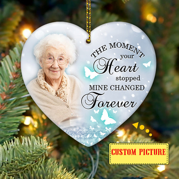 Custom Memorial Ornament - The Moment Your Heart Stopped| Christmas in Heaven, Remembrance Home Decor, Memorial Gift for Loss of Son, Father, Mother| NOM50