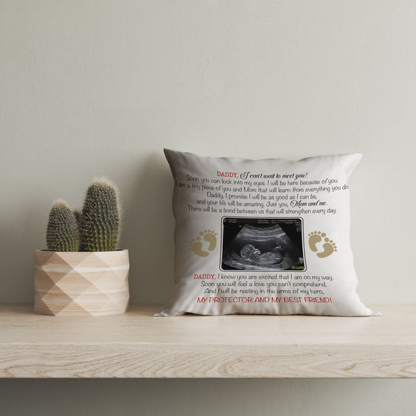 Dad to Be Personalized Pillow (Insert Included) Custom Sonogram First Father's Day Gift 1-side Print| NPL44