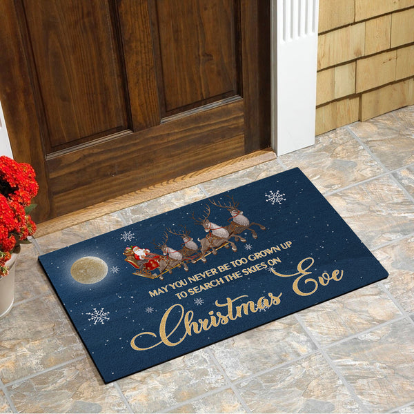 Funny Christmas Doormat - You May Never Be Too Grown Up To Search The Skies Doormat Christmas Decoration for Front Door Xmas Gift Funny Welcome Mat Christmas Sign Winter Holiday Doormat - JD43