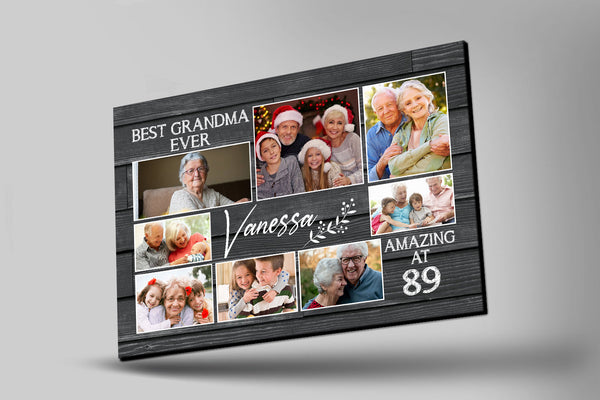 Best Grandma Ever Personalized Canvas Photo Collage, Mothers's Day Canvas Gift for Grandmother| N2487