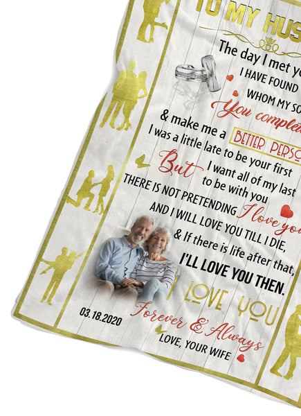 Customized Love Blanket to My Husband|  Personalized Blanket for Husband from Wife|  The Day I Met You| How We Dance in Life  Together| Anniversary Blanket for Him  on Birthday, Christmas BP46 Myfihu
