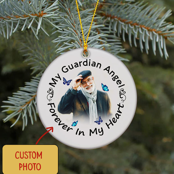Custom Memorial Ornament - My Guardian Angel, Christmas in Heaven, Remembrance Home Decor, Memorial Gift for Loss of Son, Husband, Father| NOM56
