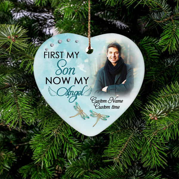 Custom Memorial Ornament - My Angel Son, Christmas in Heaven, Remembrance Home Decor, Memorial Gift for Loss of Son, In Loving Memory of Son| NOM54