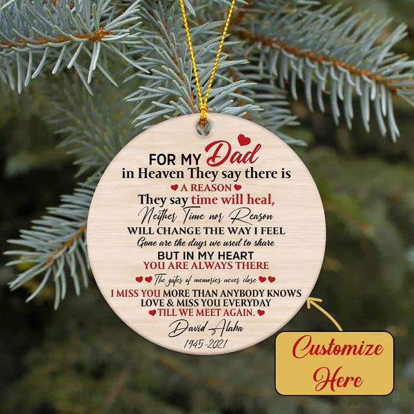 Personalized Father Memorial Circle Ornament - For My Dad Ornament Custom Dad Photo 2 Sided Ornament Custom Dad Memorial Dad Sympathy Dad Remembrance Ornament - JOR42