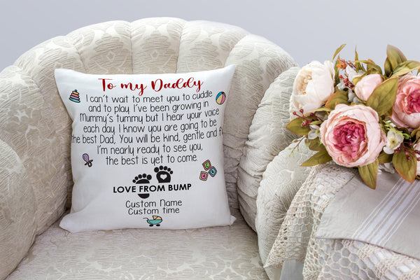 Custom New Dad Pillow| Can't Wait To Meet You| First Father's Day Gift for Husband 1st Time Dad To Be| JPL65