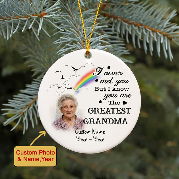 Grandma Memorial Ornament - Greatest Grandma, Christmas in Heaven Remembrance Home Decor, Memorial Gift for Baby Loss of Grandma| NOM133
