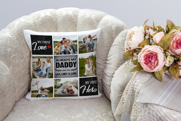 Dad Personalized Pillow (Insert Included) Fathers Day Gift Daddy Custom Photo Collage 1-side Print| NPL167