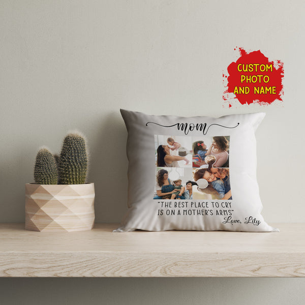 Mom Personalized Pillow, Best Mom Ever Mother's Day Gift, Custom Photos Birthday Christmas Keepsake| NPL40