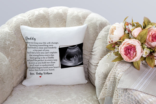 Dad to Be Personalized Pillow (Insert Included) Custom Sonogram Fathers Day Gift New Daddy 1-side Print NPL133