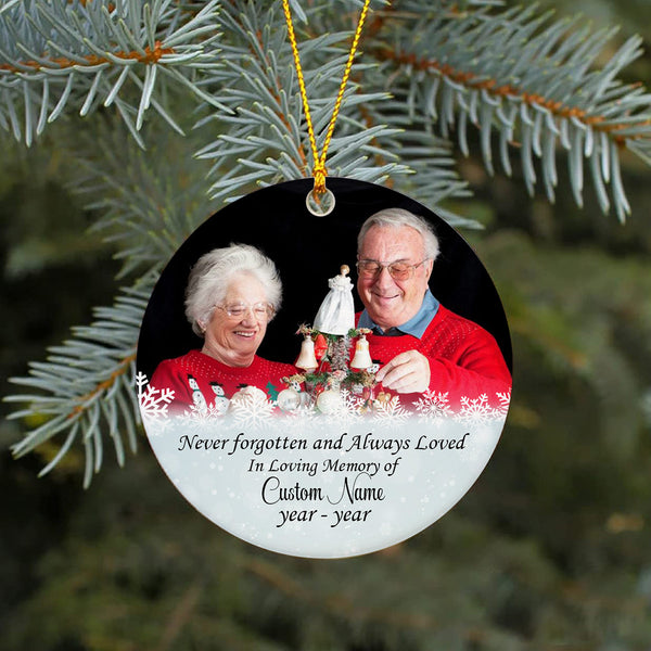 Memorial Ornament | Never Forgotten And Always Loved - Custom Ornament Christmas | Sympathy Ornament | Remembrance Ornament | Bereavement Gift for Loss in Christmas | TD41