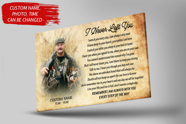 Personalized Memorial Canvas| I Never Left You| Memorial Gift, Sympathy Gift for Loss of Father Mother Husband Son in Heaven, Bereavement Gift| In Loving Memory Remembrance| N2347