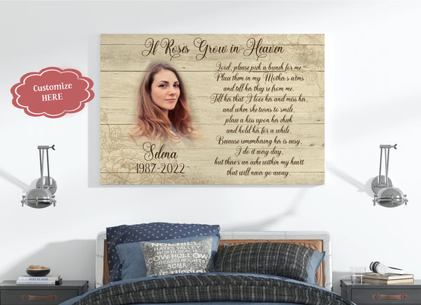 Personalized Memorial Gift Sympathy Roses in Heaven Canvas for Loss of Loved One In Loving Memory - VTQ54