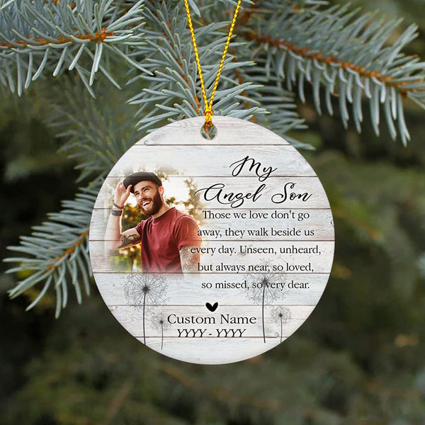 Angel Son memorial ornament, Christmas memorial gift for loss son, remembrance ornament home decor| ONT124