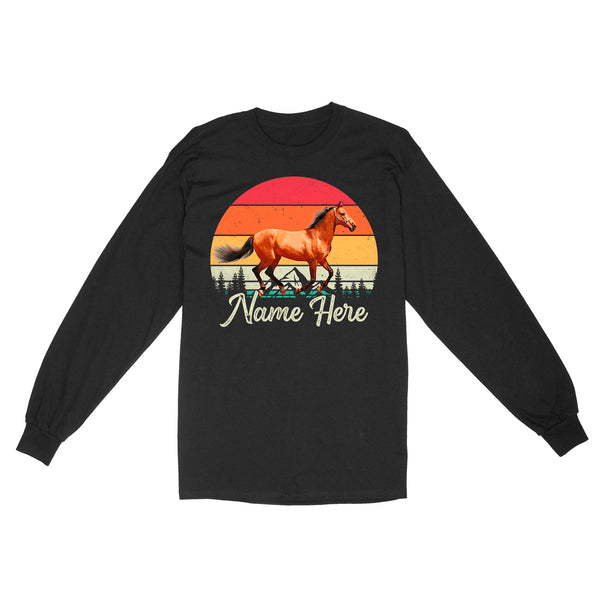 Custom Photo and name Horse retro Shirt, Horse Riding Shirt, Gift for Horse Lover D03 NQS3244 Long Sleeve