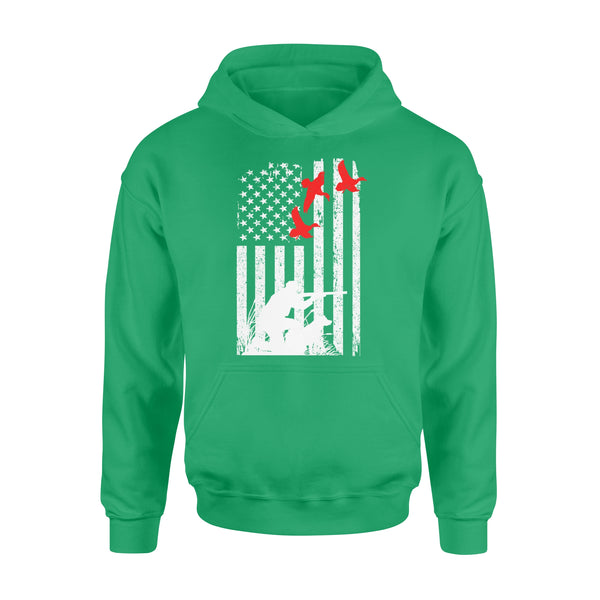 Duck hunting american flag 4th July, duck hunting dog NQSD39 - Standard Hoodie