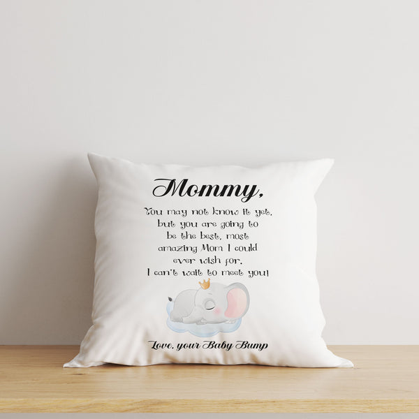 Pregnant Mom Pillow from Baby Bump Cute Elephant, Expecting Mom, Soon to Be Mom Mother's Day Gift| NPL08