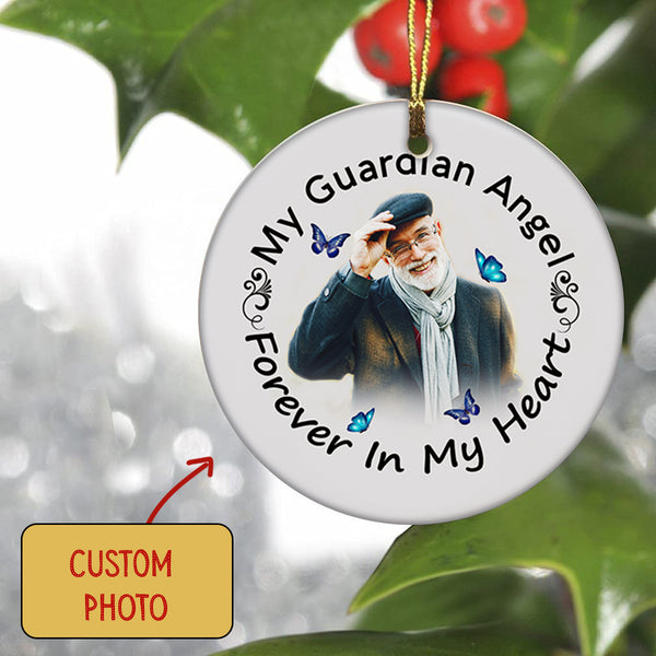 Custom Memorial Ornament - My Guardian Angel, Christmas in Heaven, Remembrance Home Decor, Memorial Gift for Loss of Son, Husband, Father| NOM56