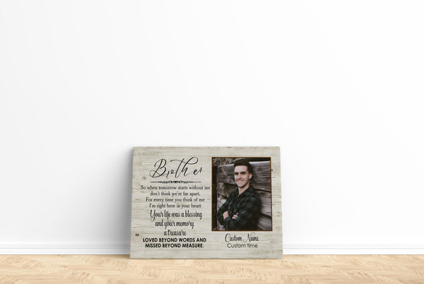 Brother Remembrance| Personalized Memorial Canvas| Brother Memorial Canvas, Memorial Gift for Loss of Brother| Sympathy, Bereavement Gift, Brother in Memory| T1069