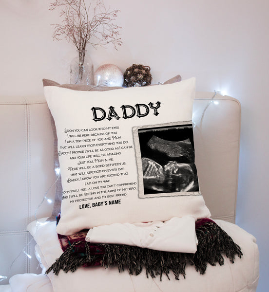 Expecting Dad Personalized Pillow (Insert Included) Sonogram Fathers Day Gift Dad to Be 1-side Print| NPL134