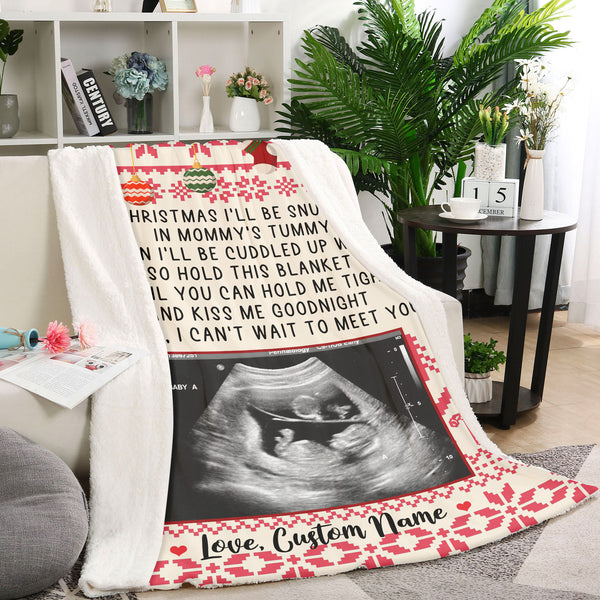 Personalized Gift for Dad| I Can’t Wait to Meet You Daddy Custom Ultrasound Blanket Gifts from Bump AP334