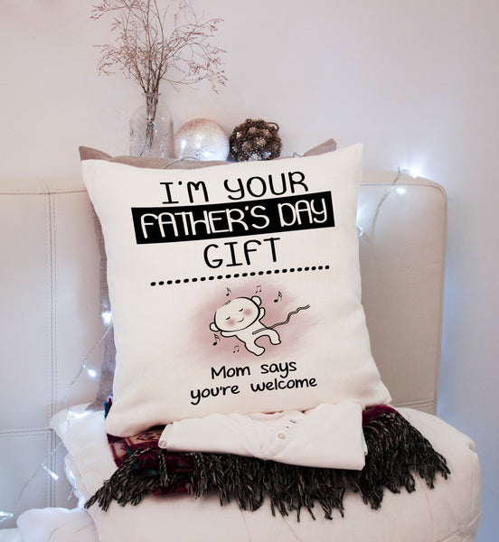 Cute Dad to Be Pillow (Insert Included) First Father's Day Gift for New Dad Baby Bump 1-side Print NPL96