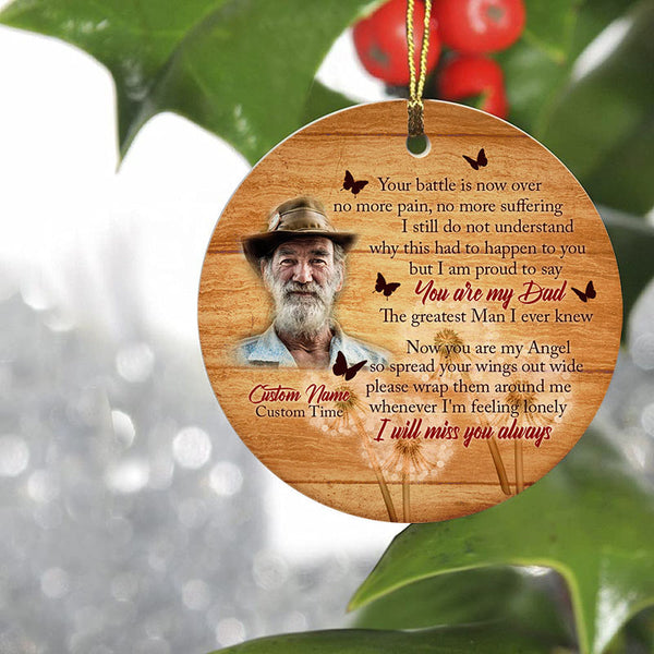 Dad memorial ornament - Custom dad remembrance ornament, memorial gift for loss of father in memory| ONT17