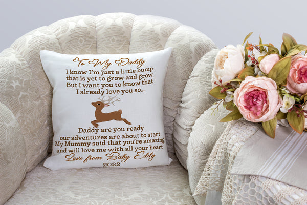 Personalized New Dad Pillow| Daddy Are You Ready| First Father's Day Gift, Dad To Be, 1st Time Dad| JPL66