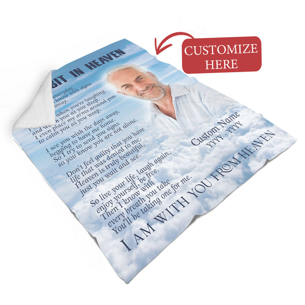 Sympathy blanket - As I sit in heaven, Remembrance gift for loss, in memory of Dad Mom Son Brother BNT09